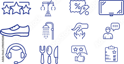 Blue line for customer service and hotel amenities