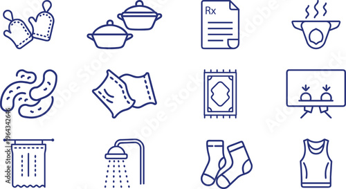 Blue line of household and clothing