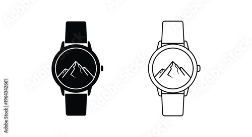 Mountain watch design black white Vector