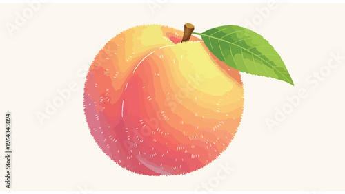 Fresh Peach with Leaf and Water Droplets: Healthy Fruit Ingredient for Food & Beverage Marketing