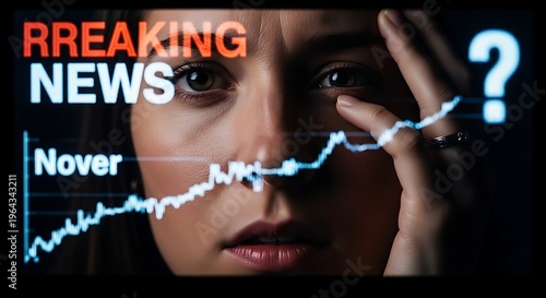 Worried woman looking at financial graph.