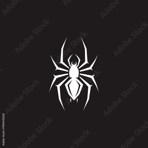 White Spider Silhouette on Black Background Minimalist Design.