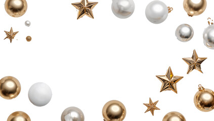 Festive Golden Christmas Frame PNG Image
