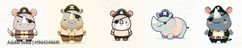 rhino in a beautiful pirate costume