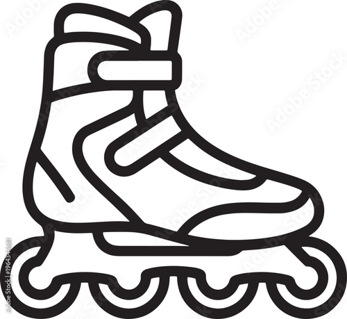 Inline Skate, Roller Skating Shoe, Skateboard Wheel, Black Line Art