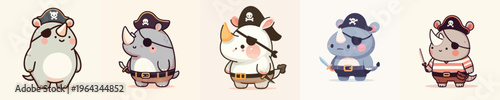 rhino in a beautiful pirate costume