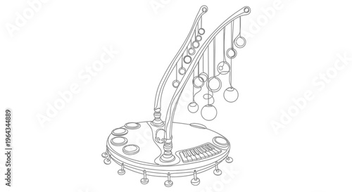 Abstract Futuristic Device with Spheres and Controls