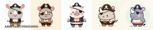 rhino in a beautiful pirate costume
