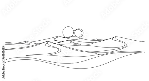 Minimalist Desert Landscape with Abstract Spheres