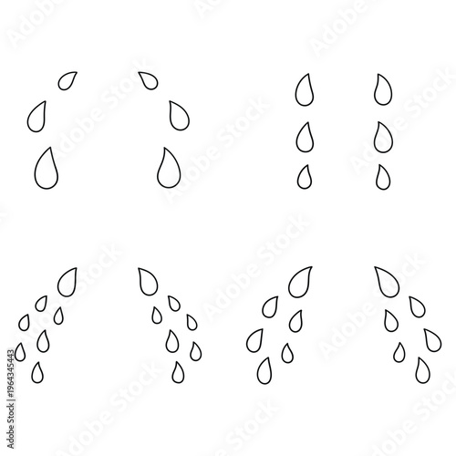 Hand-drawn doodle set of cry tears on a white background.