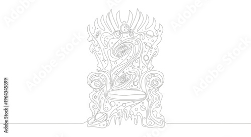 Cosmic Throne Illustration - Surreal Galaxy Seat with Fiery Embellishments