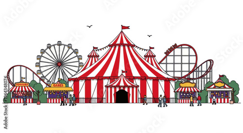 Colorful Circus Tent with Rides.