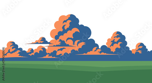 Graphic illustration of orange clouds.