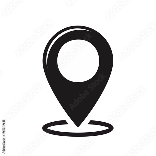 Simple black location pin icon on white background