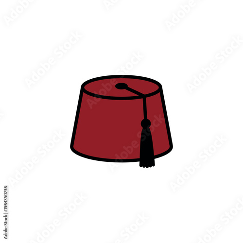 Red Fez Hat with Tassel.