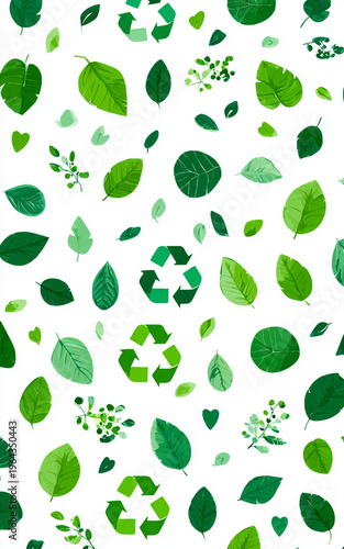 Sustainable green pattern with eco elements