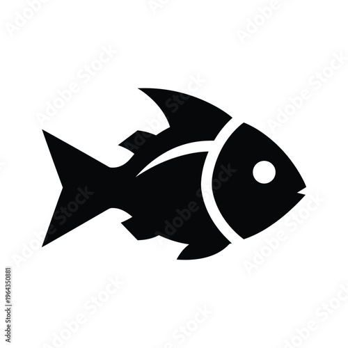 Simple Black Fish Icon on White Background