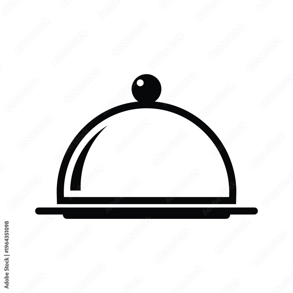 Obraz premium Restaurant Cloche Icon - Food Serving Dish with Lid, Vector Symbol