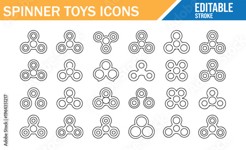 Fidget spinner symbols line icon set clean minimal vector design