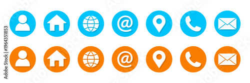 Business card icon and contacts information icon set, profile, home, Website, phone, contact, address, location, mail set for apps and website, vector illustration