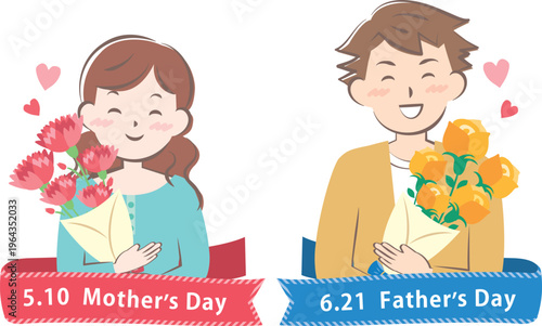 【2026年】母の日と父の日の見出しイラスト