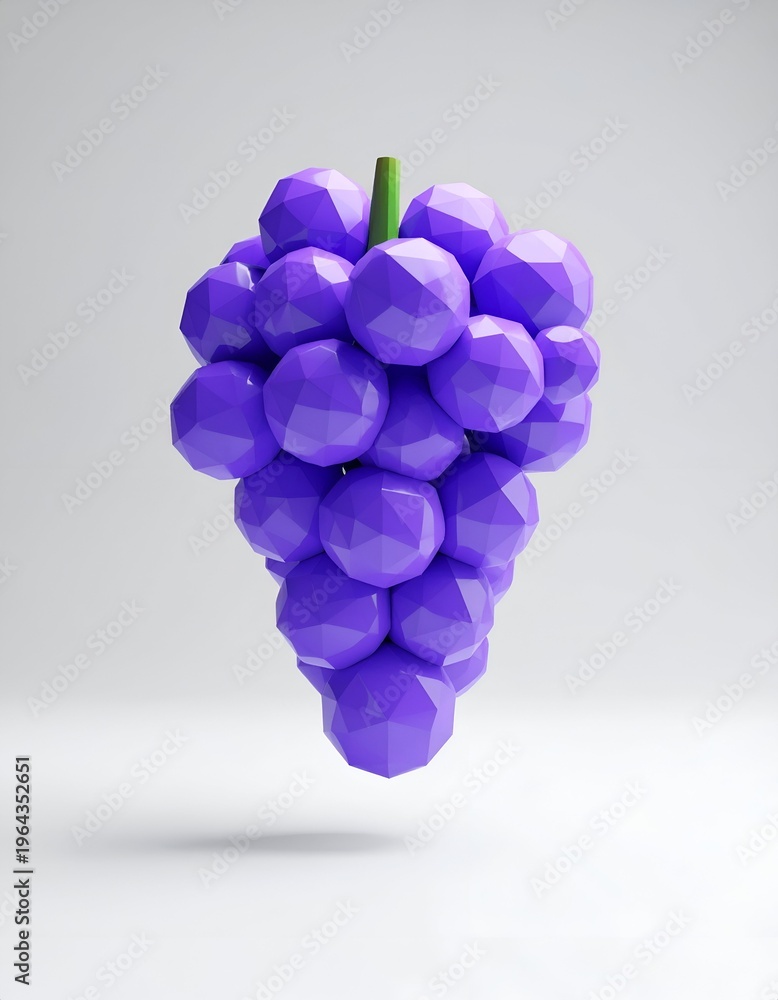 Fototapeta premium Low Poly Purple Grapes - A Modern Digital Art Piece.