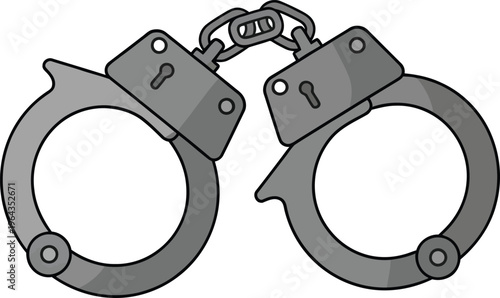 Close-up of Steel Handcuffs Isolated on White Background