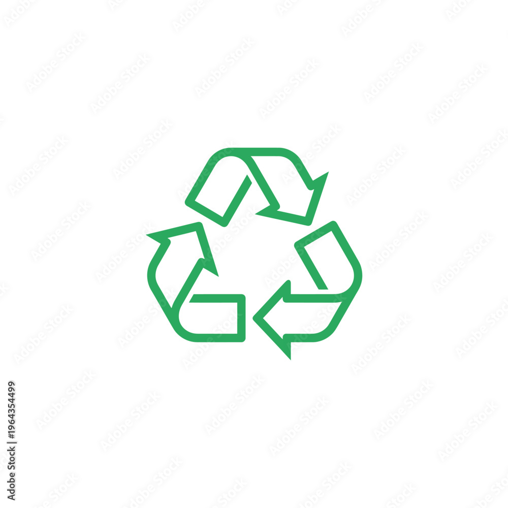 Obraz premium Green recycling symbol with arrows.