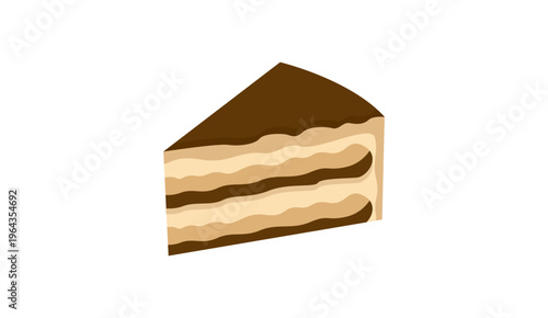 Tiramisu Cake Slice Vector Illustration Isolated on White Background 