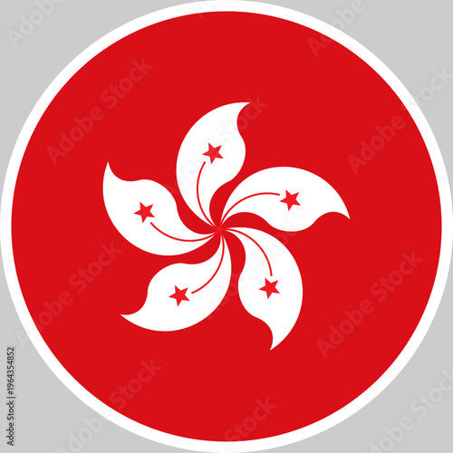 Hong Kong National Flag Vector Illustration in Circle Shape, High Quality Design