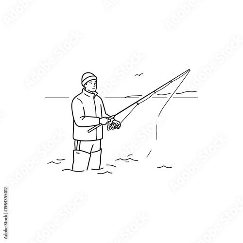 Man fishing with a fishing rod.