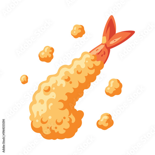 Crispy Shrimp Tempura Vector Illustration, Japanese Food Icon, Asian Cuisine