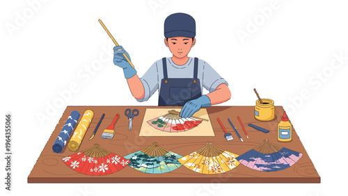 Artisan's Hand: An artisan meticulously applies brushstrokes, showcasing the art of traditional craftsmanship, meticulously creating beauty.