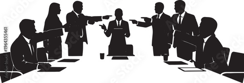 Boardroom Conflict and Intense Argument Gesture Silhouettes