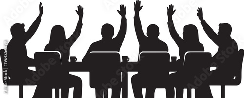 Business Boardroom Voting and Decision Making Silhouettes