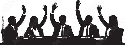 Business Boardroom Voting and Decision Making Silhouettes