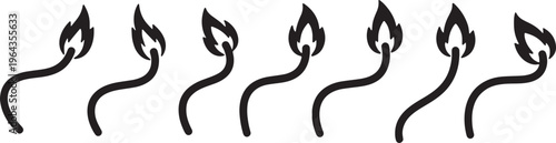 Solid Black Burning Fuse Rope Danger Shapes