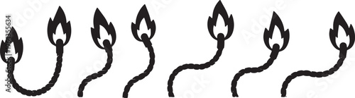 Solid Black Burning Fuse Rope Danger Shapes