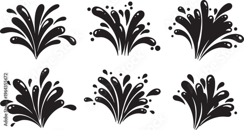 Black Solid Bursting Bubble Droplet Shapes