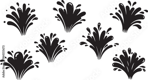 Black Solid Bursting Bubble Droplet Shapes