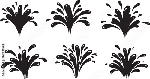 Black Solid Bursting Bubble Droplet Shapes