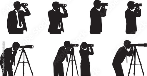 Business Vision and Future Foresight Silhouettes on White