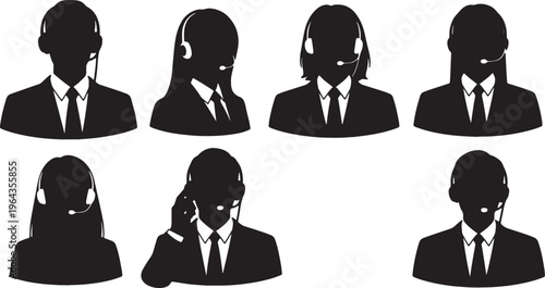 Call Center and Customer Support Business Silhouettes
