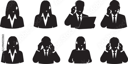 Call Center and Customer Support Business Silhouettes
