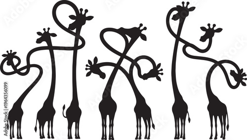 Black Solid Cartoon Giraffe Long Neck Shapes