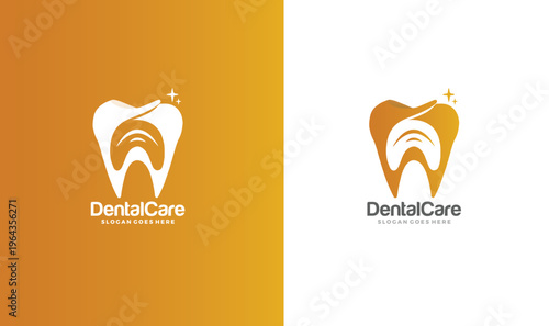 Dental Care Logo Design with Tooth Icon and Slogan Space
