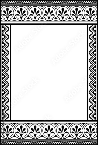 Rectangular ornate classic framework. Black and white colors. Includes set of seamless pattern brushes.