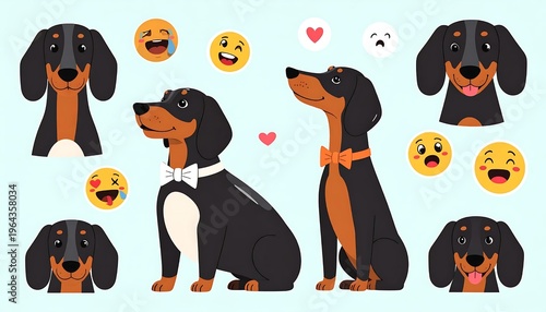 Dachshunds with Emotions - A Playful Vector Illustration.