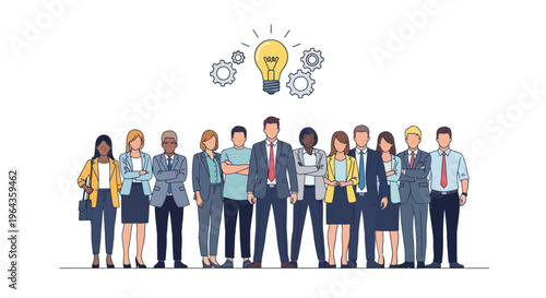 Diverse business people standing together.