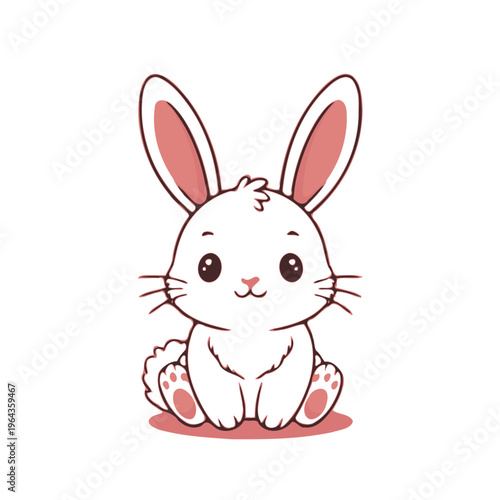 Cute Easter bunny sitting, big floppy ears